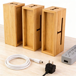 Bambù Scatola di Gestione Dei Cavi Elegante Cavo Organizer <span class=keywords><strong>Box</strong></span> Nascondere Ciabatte Cavi Elettrici da TV USB Del Computer Hub - Product Image 3