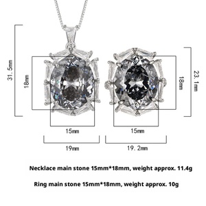 Ensemble de bijoux minimalistes écologiques en cuivre, collier et boucles d'oreilles tendance avec zircon noir et gris en forme de nid d'oiseau 15*18mm - Product Image 6
