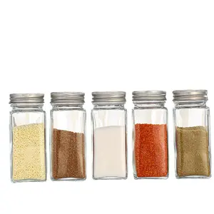 One Stop Shopping Spice Potjes Set 4Oz Glazen Kruidenpotjes Dispenser Met Metalen Deksels Kruiden Bewaarflessen Zout En Peper Shaker