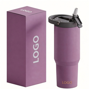 Tazza Termica da Caffè in Acciaio Inox a Doppia Parete da 32oz, Bicchiere Isolato con Coperchio, Cannuccia in Silicone e Manico Pieghevole per Viaggi - Product Image 1