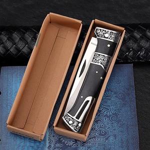 Coltello da tasca pieghevole portatile in acciaio inossidabile con manico in legno Coltello da sopravvivenza per campeggio all'aperto con supporto personalizzato - Product Image 6