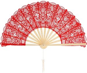 Éventail pliant artisanal QM en dentelle colorée, blanc, pour mariée, cadeau de mariage personnalisé - Product Image 3