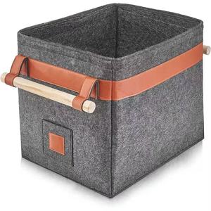 Bûches de cheminée personnalisées, grandes et élégantes, avec poignée en cuir, en polyester, pliables, en feutre, carrées, <span class=keywords><strong>pour</strong></span> salon moderne - Product Image 2