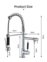 Robinet de cuisine double rotatif en laiton recouvert d'alliage de zinc, style américain, pour eau froide et chaude, idéal pour laver les légumes