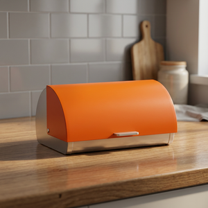 Orange Metall-Brotkasten mit Klappdeckel zur Frischhaltung Moderner Küchen-Lebensmittel-Aufbewahrungsbehälter - Product Image 2