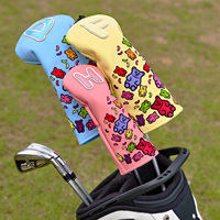 Housse de tête de club de golf personnalisée en forme d'ours gélifié pour Driver, Fairway Wood et Hybride, en cuir PU, accessoires de golf mignons, ensemble de housses de tête de club de golf OEM ODM