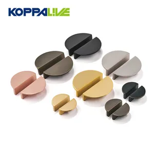 Alça semi-circular Koppalive para armário, porta de bronze em ouro rosa, puxador de meia lua para móveis, em latão