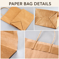 Sacs en papier kraft écologiques avec poignées torsadées et fond plié pour boutiques, cadeaux de mariage et plats à emporter