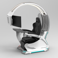 Super Rêve Pod zéro gravité inclinaison basculement PC chaise de course de jeux gaming cockpit avec haut-parleurs RGB LED soutien 1-2 écrans