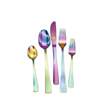 Ensemble de couverts de luxe léger en acier inoxydable couleur or arc-en-ciel