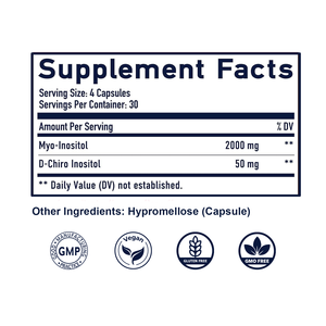 Mezcla óptima de inositol Myo y D-Chiro, proporción 40:1, vitaminas para la salud hormonal de las mujeres adultas, 120 cápsulas - Product Image 2