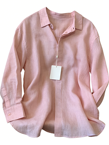 Camisa de Lino Holgada con Protección Solar y Solapa Francesa, Nueva Moda Verano 2026, Venta al por Mayor para Boutiques - Product Image 5