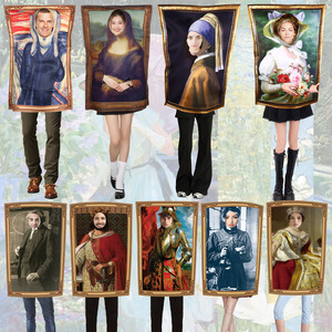 Disfraz de Mural de la Mona Lisa Personalizado, de Poliéster, Unisex, para Adultos, para Fiestas de Halloween, Traje de Juego de Roles - Product Image 1
