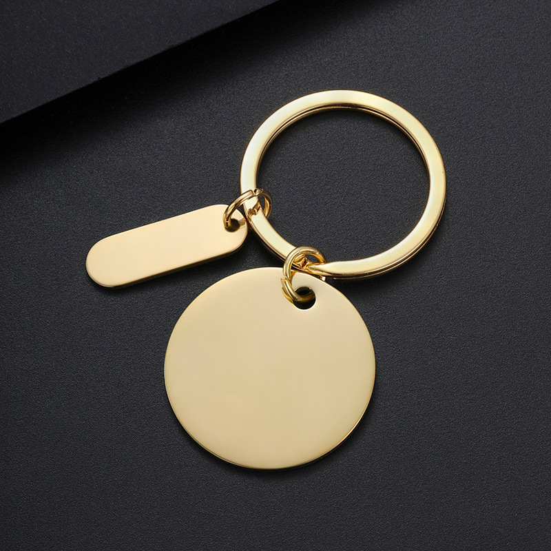 Porte-clés long et fin, rond, doré, 30 mm