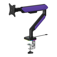 Soporte de Monitor Ajustable de un Solo Brazo, para Pantallas de 17"-42", con Luz LED y USB en la Base, Ideal para Juegos