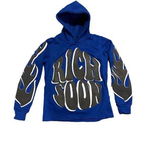 Sudaderas con capucha 100% algodón impresión personalizada hombres bordado Sudadera con capucha francés Terry sudaderas imprimir sudaderas con capucha interior personalizado satén seda - Product Image 5