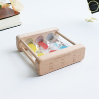 Set Ornamen Jam Pasir Minimalis Modern Tersegmentasi 1/3/5 Menit, Jam Pasir Kayu Kreatif Dekorasi Mini Meja