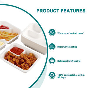 Compostable película noche teatro comida rápida 2 compartimentos caña bagazo Nacho bandeja contenedor Chip Dip titular - Product Image 3