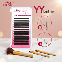 Extensions de cils individuels YY Crisscross en cheveux synthétiques, volume 5D, fini mat intense, pour pose facile