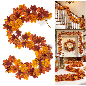 Guirlande de feuilles d'érable d'automne Ye Chu, 162 cm, feuilles artificielles, décoration d'Halloween pour la maison, cheminée, porte, rideau - Product Image 1