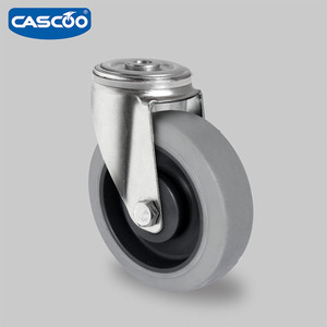 CASCOO Raccord <span class=keywords><strong>de</strong></span> <span class=keywords><strong>plaque</strong></span> <span class=keywords><strong>de</strong></span> roulette TPR gris industriel <span class=keywords><strong>de</strong></span> 5 pouces avec roulement à billes et frein Support OEM pour meubles - Product Image 2