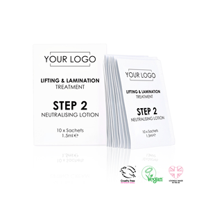 Productos de belleza globales, suero neutralizante de laminación de cejas de gama alta, Paso 2 (bromato de sodio), bolsitas de 1,5 ml fabricadas en el Reino Unido - Product Image 1