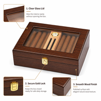 Boîte à cigares en bois personnalisée en gros avec couvercle en verre, hygromètre, doublure en cèdre, verrouillable, emballage cadeau de luxe pour le stockage des cigares
