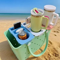 Organisateur de sac de plage en EVA personnalisé, imperméable, léger, durable, écologique, portable, avec plateau supérieur amovible et porte-gobelet