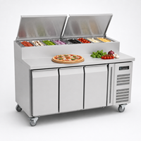 Réfrigérateur commercial haute capacité en acier inoxydable, station de préparation des garnitures, table de préparation de pizzas pour snack-bar