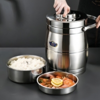 JIN PENG 3-Schichtige Trommelförmige Edelstahl-Tiffin-Box 2L Thermischer Essensbehälter als Geschenk
