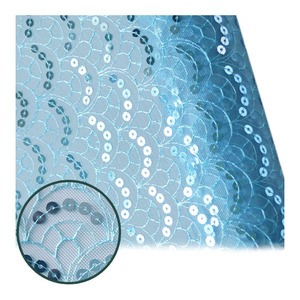 Sequin Crystal 100% <span class=keywords><strong>Polyester</strong></span> Net Cứng Cá Quy Mô Sequin Lưới Vải Cho Váy Cưới - Product Image 4