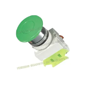 22mm green mushroom head push button switch / emergency stop switch with lamp 6V 12V 24V 110V 220V