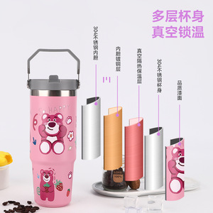 Cartoon 30oz Stainless Steel Insulated Mug With Handle Portable For Car And Outdoor Use - Product Image 4