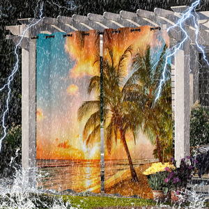 DaiRui impreso Oxford tela exterior cortina impermeable protección solar Blackout acabado Gazebo cortina al por mayor personalizable - Product Image 1