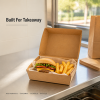 Forme personnalisée flexographie biodégradable Sandwich Pizza Restauration rapide Emballage de boîte à hamburger en papier à emporter