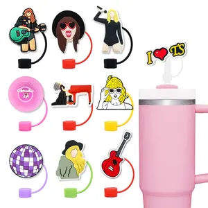 Vente en gros populaire 10mm chanteur Taylor swiftie Stane tasse paille topper couverture breloques pour tumbers vente en gros