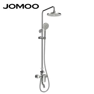 Jomoo Bathroom Rain Shower Set Descaling Button Self-cleaning Adjustable Height Shower Mixer Set 3 Outlets 360 Degree Tub Spout