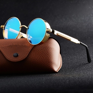 Retro <b>Steampunk</b> Sunglasses Men Women Luxury Brand Vintage Round Glasses Metal Glasses Fashion Driving UV400 - Product Image 2