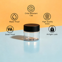 Pot en plastique PET transparent en gros avec bouchon de sécurité enfant CR, vide, pour l'emballage de compléments alimentaires, cosmétiques et épices