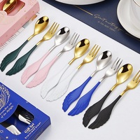 Cuillère à fourchette en forme d'aile, outils de cuisine en acier inoxydable 304 ustensile à Dessert pour la maison à trois dents