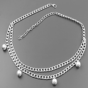 Women's Double Layer Chunky <b>Chain</b> <b>Waist</b> <b>Chain</b> With Imitation Pearl Pendant White Gold Daily Wear Fashion Body <b>Chain</b> - Product Image 2