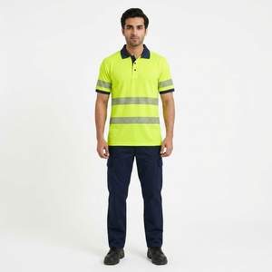 Breathable Quick Dry <b>Hi</b> <b>Vis</b> Polo <b>Shirts</b> Winter Reflective Safety Work wear <b>T</b>-<b>Shirts</b> Casual High Street Style - Product Image 1