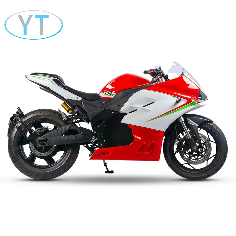 Motocicleta de corrida elétrica com bateria de lítio 72V com velocímetro colorido embalado com estrutura de aço