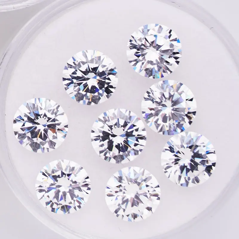 Wuzhou selling 8a high quality cubic zirconia 1.0mm-12.0mm big size round machine cut loose cz gemstones for jewelry