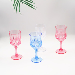 Pink Plastic Stemmed Wine Glass Solid Color Party <b>Drinkware</b> 9037 - Product Image 3