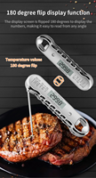 Thermomètre numérique pour viande, étanche, en plastique, alimenté par piles, pour four, cuisson, friture, steak, dinde, bonbons, fonction mémoire, rotation