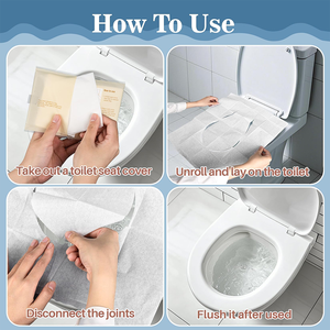 Fundas Desechables para Asiento <span class=keywords><strong>de</strong></span> Inodoro, Paquete <span class=keywords><strong>de</strong></span> 10, Solubles en Agua, Higiénicas y Desechables por el Inodoro, para Viajes <span class=keywords><strong>de</strong></span> Negocios, Hoteles y Aviones - Product Image 4