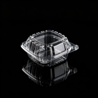 Conteneur alimentaire transparent en PET de qualité alimentaire pour hamburgers et nouilles, avec couvercle à charnière bombé, pour restauration rapide, drive-thru, emballage à emporter et livraison