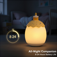 Niedliche Ei-Geburtstagstorte Kinder Kreatives Geschenk USB LED-Betriebene Wiederaufladbare Zimmer-Tischlampe Nachttischlampe Smarte Nachtbeleuchtung