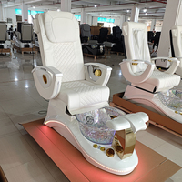Salon de manucure de luxe meubles pied Spa manucure chaise moderne inclinable électrique pétrissage massage pédicure chaise avec lumières